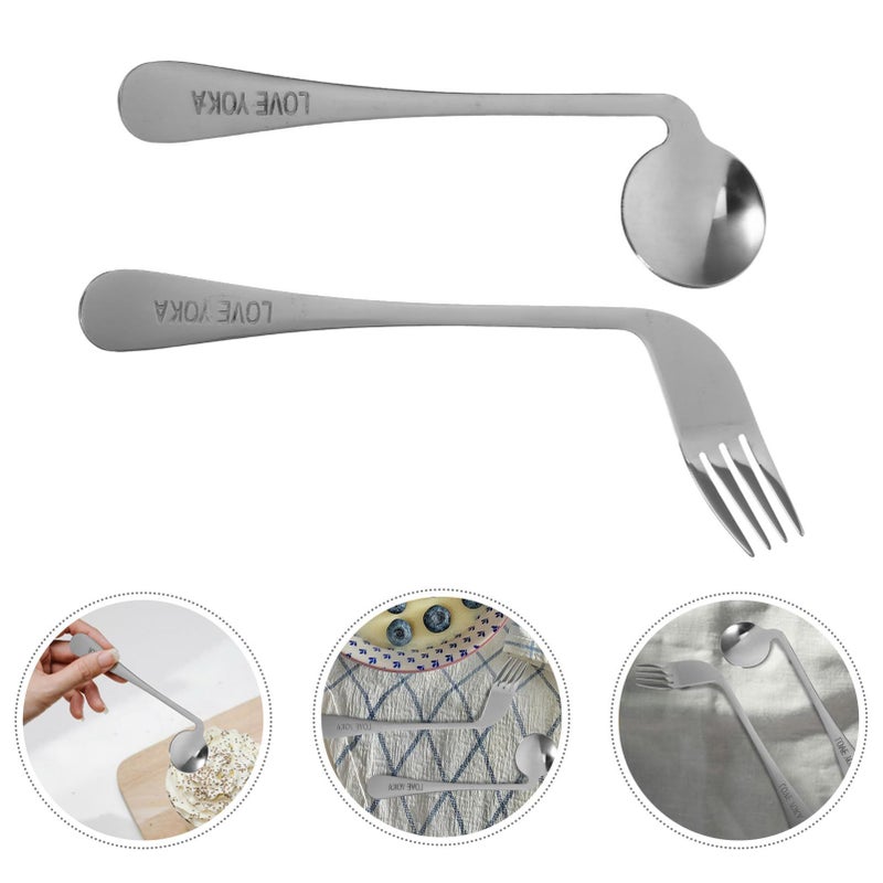 Ergonomic Curved Utensils For Elderly And Disabled Easy Grip Spoons Forks Set - Image 4