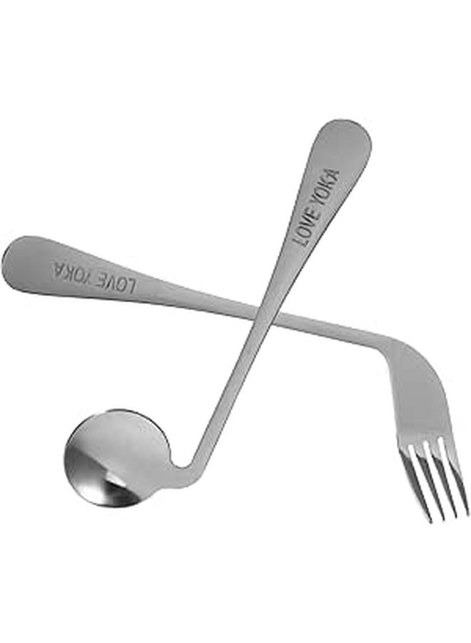 Ergonomic Curved Utensils For Elderly And Disabled Easy Grip Spoons Forks Set - Image 1