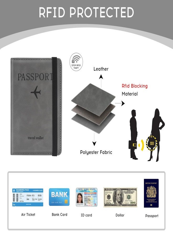 ILIYAH Liyah Passport Cover Luggage Tag Set - Family Travel Wallet, RFID Passport Cover Made of Leather, German, Luggage Tag for Suitcase, Europe Travel Tag for Children, gray, S, Minimalist - Image 3