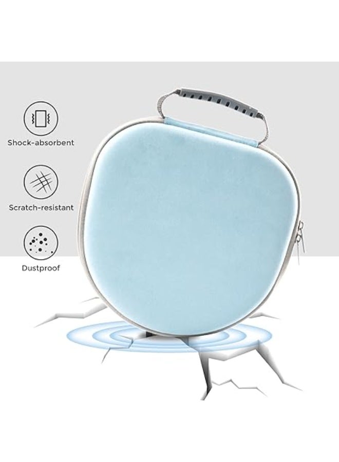 Hard Carrying Case for AirPods Max – Portable Travel Protective Storage Bag with Silicone Ear Cushion Cover and Mesh Pocket, Stylish Durable Design for Full Protection Against Bumps and Scratches – Light Blue - Image 3