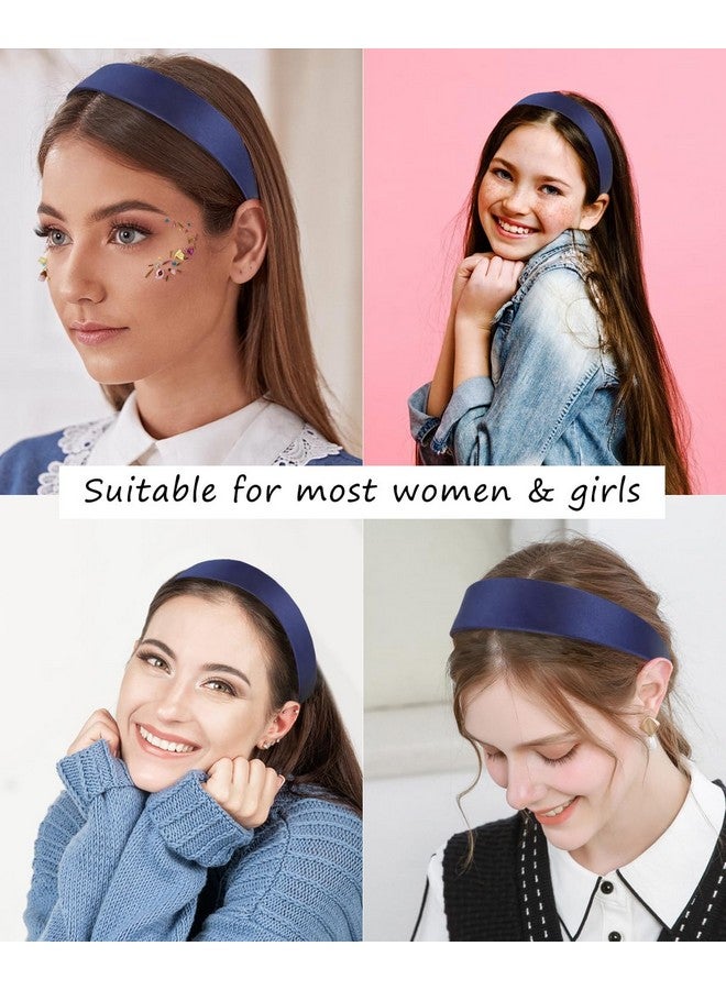 Wecoe Navy Blue Headband 1.6 Inch Wide Silk Satin Headband Women Non Slip Fashion Plain Head Band Solid Hair Band Diy Holiday Hair Accessories For Women Girls Diademas Para Mujer Gifts - Image 4