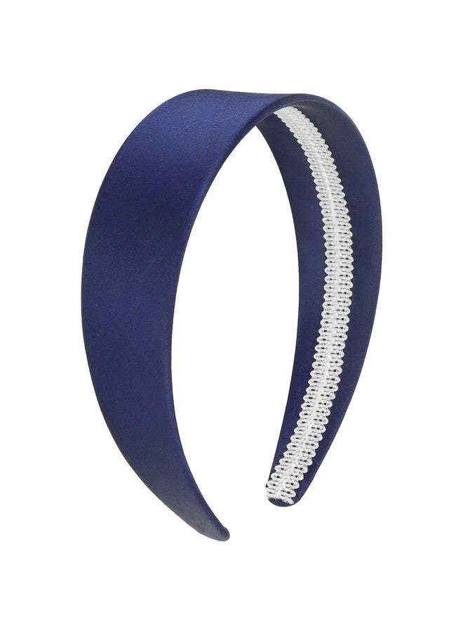 Wecoe Navy Blue Headband 1.6 Inch Wide Silk Satin Headband Women Non Slip Fashion Plain Head Band Solid Hair Band Diy Holiday Hair Accessories For Women Girls Diademas Para Mujer Gifts - Image 1