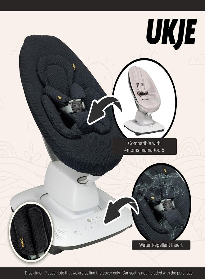 Ukje Swing Insert Rocker Cover Compatible with 4moms mamaRoo 5 Rockaroo Swing, Swing Accessories with Reversible Design, Easy to Install, Handmade in Europe - Black - Image 4