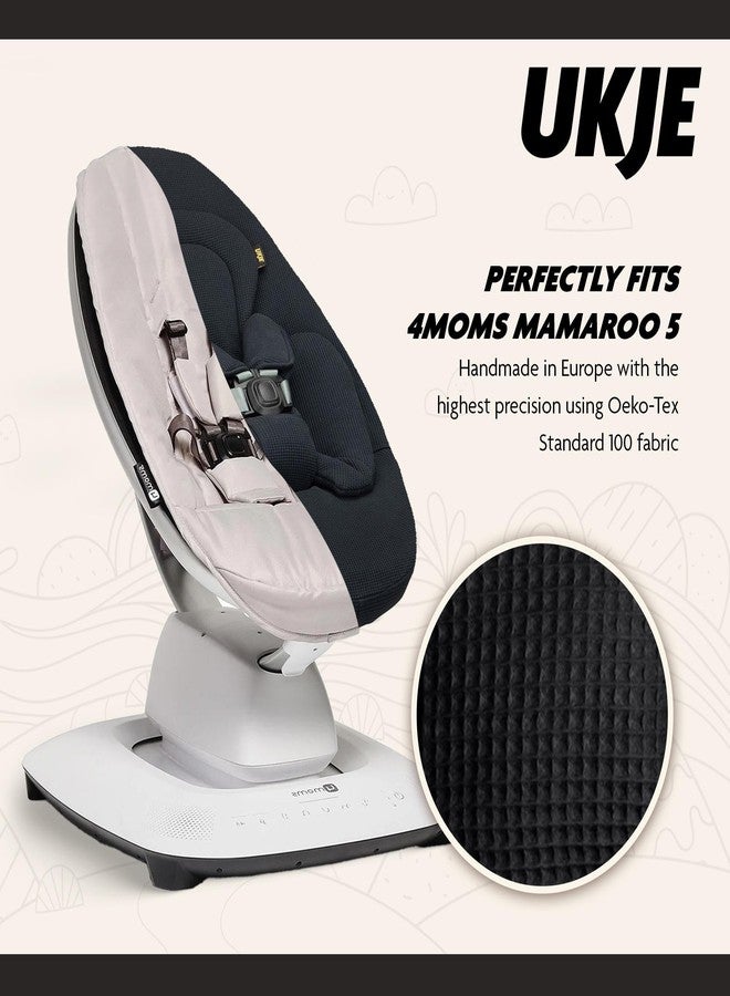 Ukje Swing Insert Rocker Cover Compatible with 4moms mamaRoo 5 Rockaroo Swing, Swing Accessories with Reversible Design, Easy to Install, Handmade in Europe - Black - Image 3