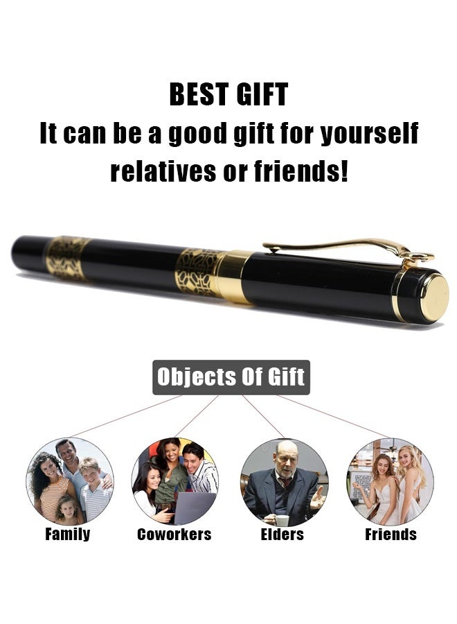 بداية مثالية قلم حبر جاف خبير أسود مع زخرفة من الكروم خط فاخر برأس 0.5 مم، يأتي قطعتين من الحبر لإعادة تعبئة أقلام الحبر الجميلة، صندوق هدايا أنيق للمكتب التنفيذي للطلاب - Image 4