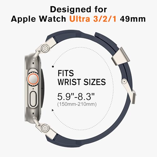 amBand Bands Compatible with Apple Watch Ultra 3/2/1 49mm, M1 Sport Series Rugged Durable Strap with Metal Connector to Match Ultra's Titanium Case for iWatch 49 mm Men Titanium/Navy Blue - Image 5