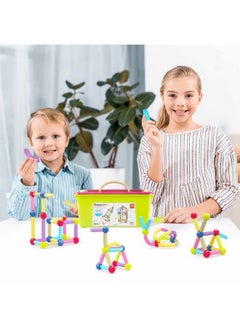 PicassoTiles 50 Pcs Magnetic Building Stick Block Construction Set With Storage Bin Colorful 3D Stem Toy Blocks Bar Balls & Rods Montessori Educational For All Ages Puzzle Toy For Boys & Girls Ptx50  - Image 3