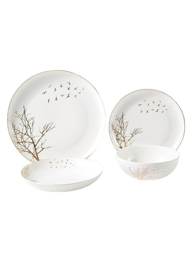 Bien Servi 16-Piece Forest Newbone Elegant Design Dinner Set White and Gold 31 x 35 x 37 cm 135041