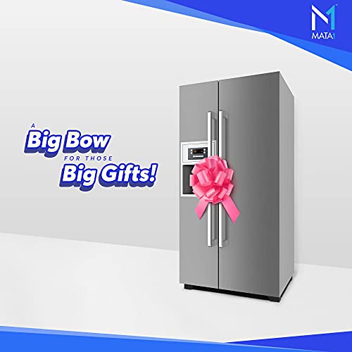 Mata1-USA - Huge Car Bow - Pink, 18 Inch - Big Gift Wrapping Bow for Large Gift Decoration - Giant Size for Indoor & Outdoor Use - 20 Loops & 4 Stickers - Image 4