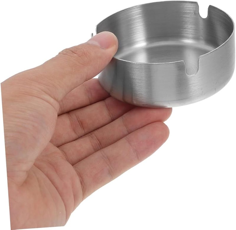 Large Capacity Unbreakable Stainless Steel Ashtray Indoor Outdoor Anti Scattering Design Silver - Image 4