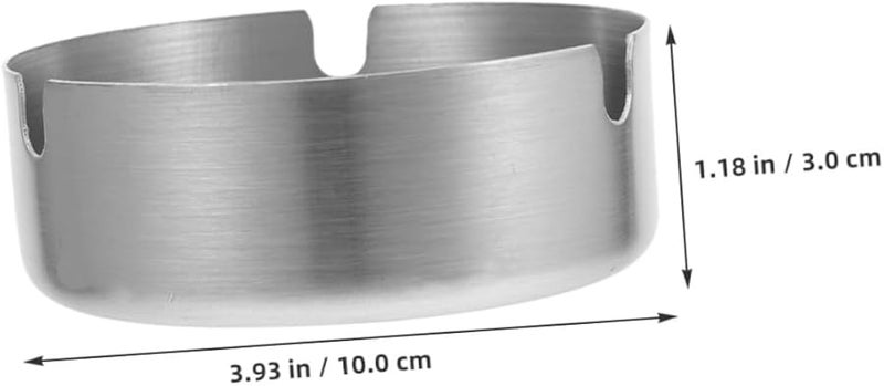 Large Capacity Unbreakable Stainless Steel Ashtray Indoor Outdoor Anti Scattering Design Silver - Image 3
