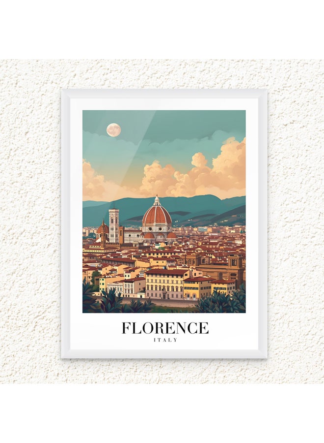 Art Decor Framed Fine Art Portrait Print of Florence Italy Cityscape Tuscan Architecture Landmark Artwork Travel Poster Wall Décor for Home Living Room Bedroom Office Hotels - Image 1