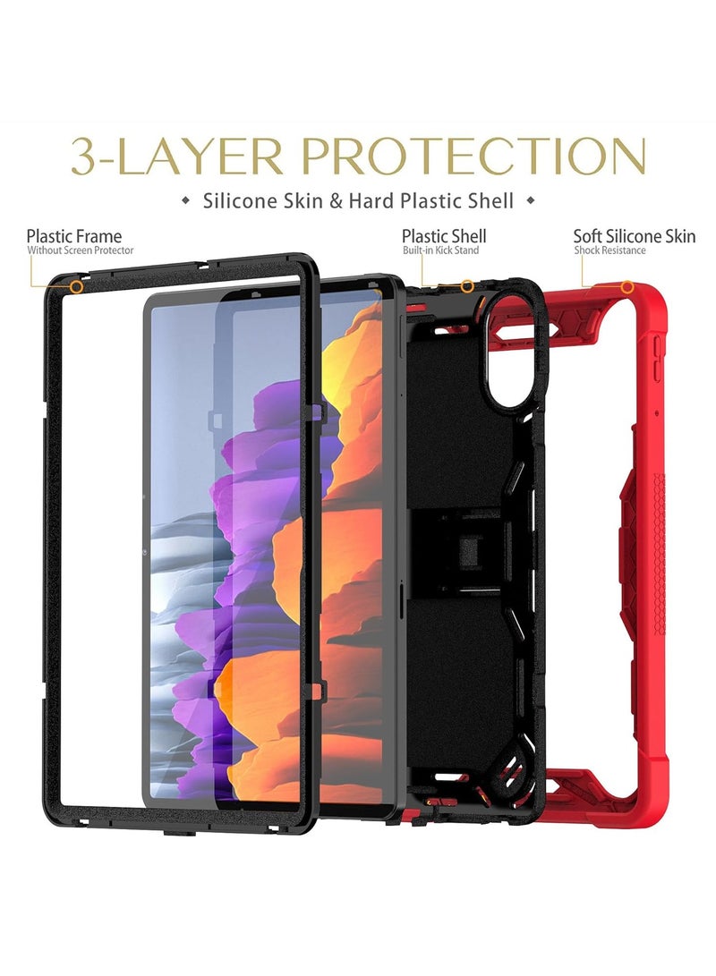 VKL Kids Case Compatible with Xiaomi Redmi Pad 2/ Redmi Pad SE 11 Inch 2025, 3 in 1 Hybrid Shockproof Silicone Gel Protective Tablet Cover Built In Stand (Black) - Image 2