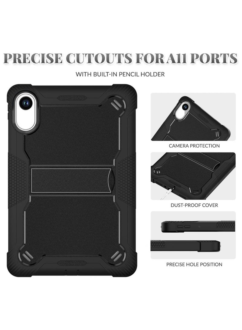 VKL Kids Case Compatible with Xiaomi Redmi Pad 2/ Redmi Pad SE 11 Inch 2025, 3 in 1 Hybrid Shockproof Silicone Gel Protective Tablet Cover Built In Stand (Black) - Image 5