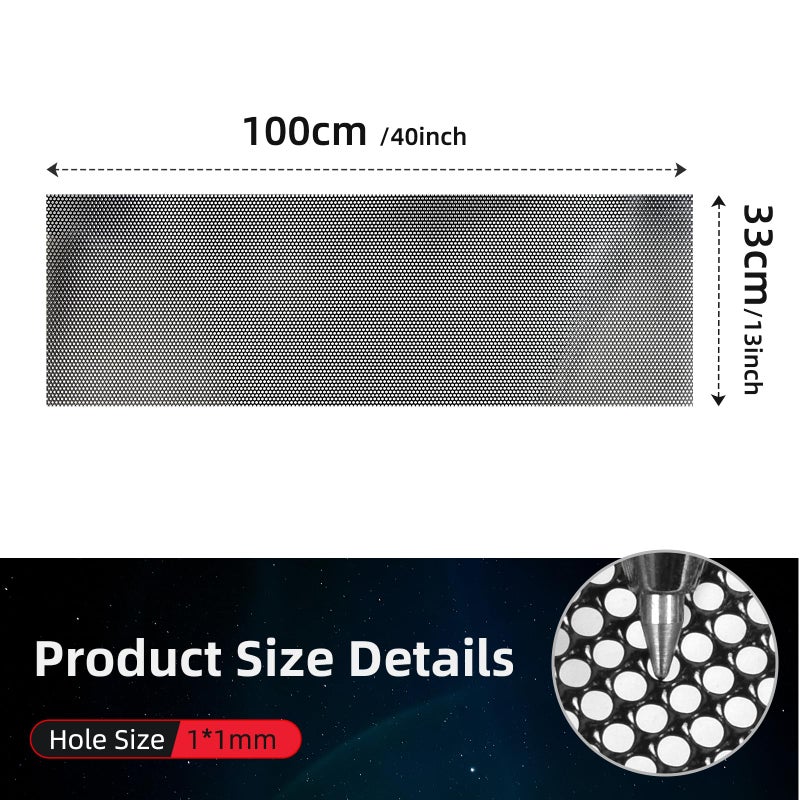 AggAuto Universal 40"x13" Car Grill Mesh - 100x33cm PVC Coated Stainless Steel Automotive Grille Insert Screen Bumper Vent, One of the Most Multifunctional Shape Grids Black - Image 2