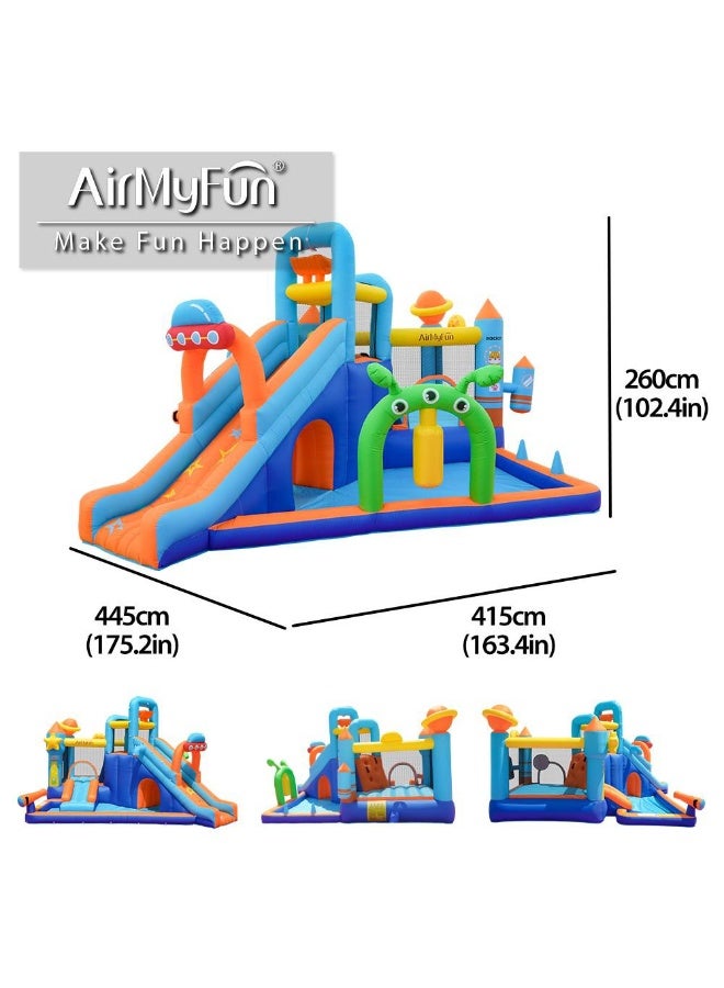 AirMyFun Space Splash Adventure Inflatable Water Park with Slide, Climbing Wall & Water Cannon - Image 2