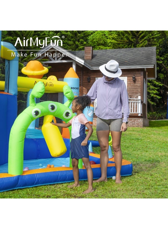 AirMyFun Space Splash Adventure Inflatable Water Park with Slide, Climbing Wall & Water Cannon - Image 3