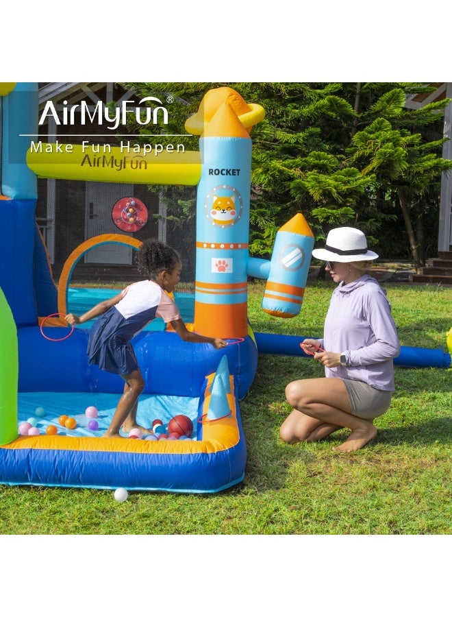 AirMyFun Space Splash Adventure Inflatable Water Park with Slide, Climbing Wall & Water Cannon - Image 4