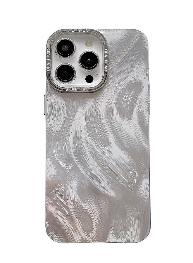 ملحقات غطاء الحافظة iPhone 15 Pro Max ، جراب هاتف بتصميم ريشة فضية ، غطاء خلفي واقي غير قابل للانزلاق ومضاد للاصفرار حماية غطاء خلفي بالليزر لجهاز iPhone 15 Pro Max - Image 1