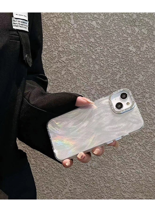 ملحقات غطاء الحافظة iPhone 15 Pro Max ، جراب هاتف بتصميم ريشة فضية ، غطاء خلفي واقي غير قابل للانزلاق ومضاد للاصفرار حماية غطاء خلفي بالليزر لجهاز iPhone 15 Pro Max - Image 3