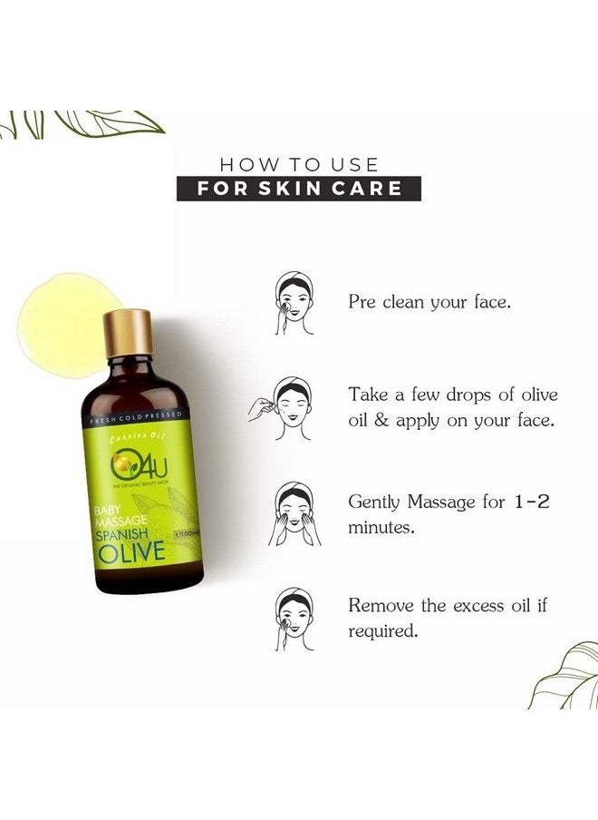 O4U - Spanish Olive Oil For Baby Massage Scalp Conditioning Dandruff Control Strong & Shiny Hair Skin Moisturisation Reducing Age Signs ; Usda Certified 100% Pure & Organic ; (50Ml) - Image 1