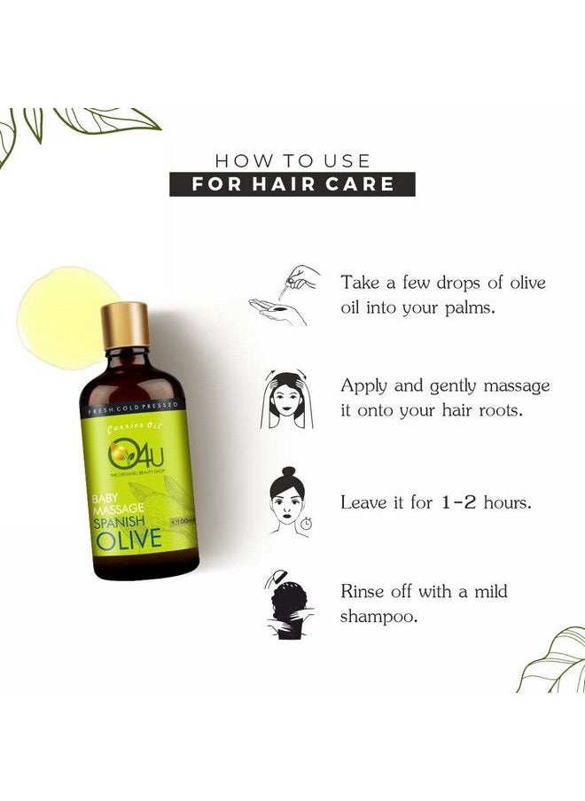 O4U - Spanish Olive Oil For Baby Massage Scalp Conditioning Dandruff Control Strong & Shiny Hair Skin Moisturisation Reducing Age Signs ; Usda Certified 100% Pure & Organic ; (50Ml) - Image 1