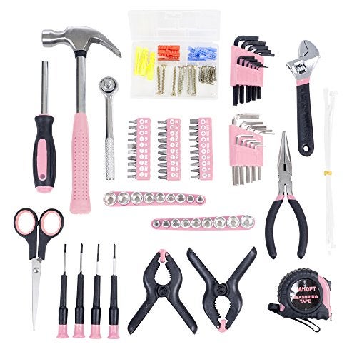 Stalwart 86-Piece Tool Set - Household Tool Kit with Screwdrivers, Pliers, Wrenches, Clamps, and Roll-Up Bag - For the Home, Office, or Car by Stalwart (Pink) - Image 4