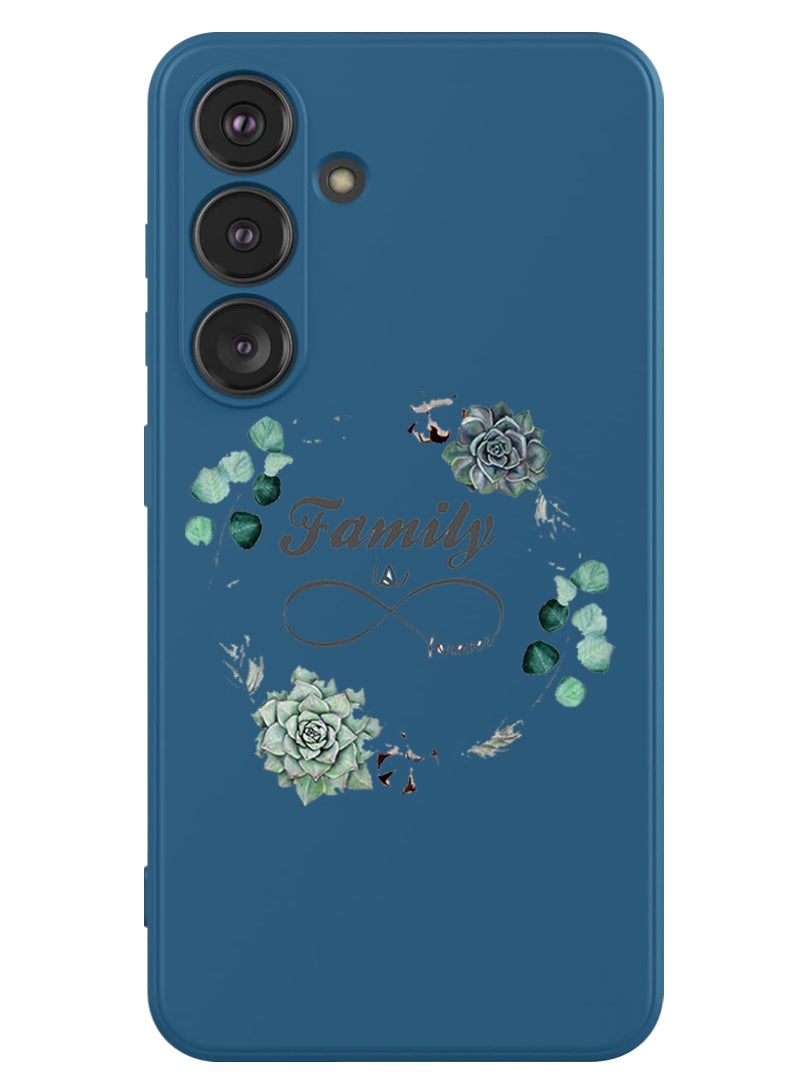 Theodor Protective Slim Fit Case Liquid Silicone Cover with Full Body Protection Anti-Scratch Shockproof Case For Samsung Galaxy S24 (Blue) - Family is forever - Image 1