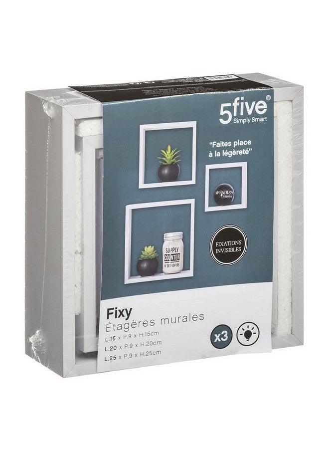 حامل ماكينة تحضير فيكسي طقم رفوف جدارية معلقة على شكل مكعبات 3 قطع أبيص 25 × 9 × 25 سم 138956B - Image 2