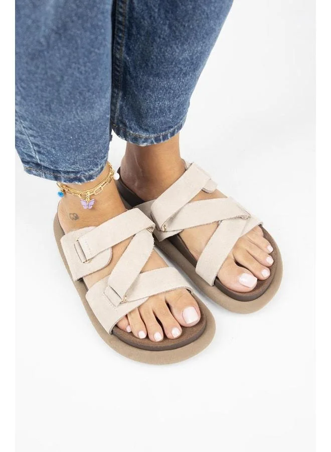 Manijero  Tulipan Women's Genuine Leather Beige Slipper. for Women | Best Price UAE