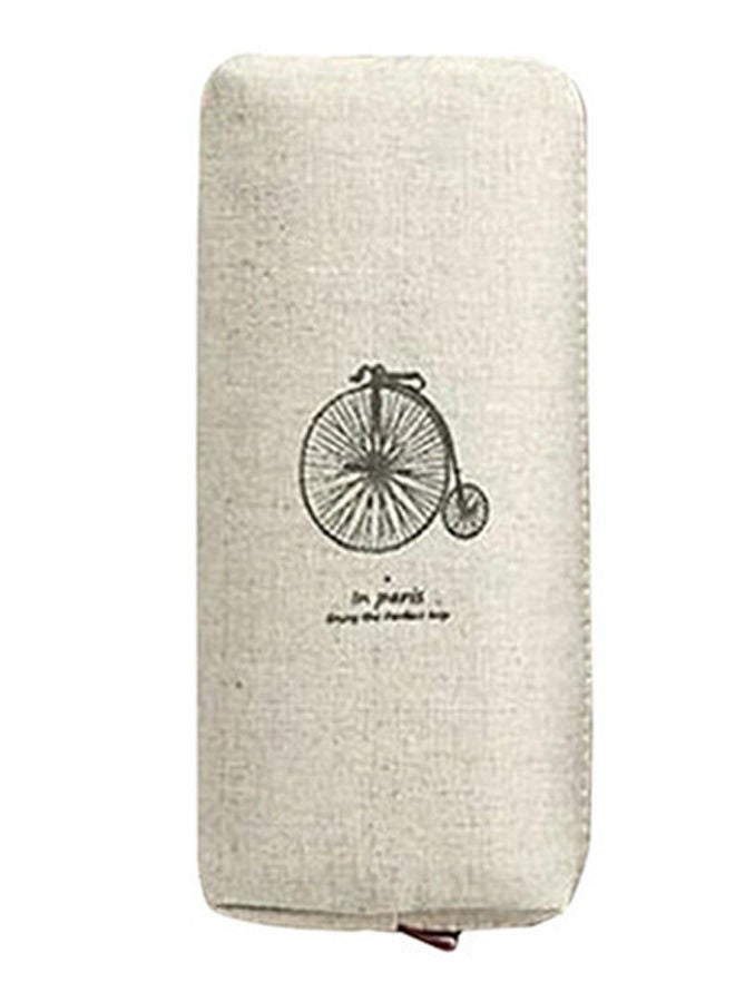 NIBEMINENT Retro Canvas Zipper Pen Purse White 