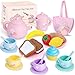 PRE-WORLD Silicone Tea Party Set for Little GirlsPREWORLD 27PCS Toys Toddler Tea Set with Play Food Dessert CookiesDoughnutCakeCarrying BagKids Kitchen Pretend Role Gifts for Girls Boys Age 3 4 5 6 - Image 2