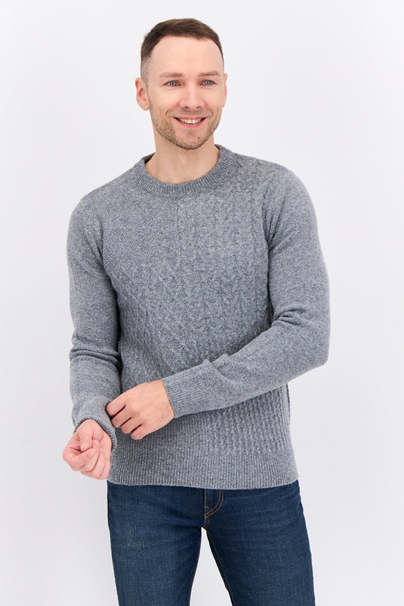 Thomas Sterling Men Crew Neck Knitted Sweater, Grey - Image 1