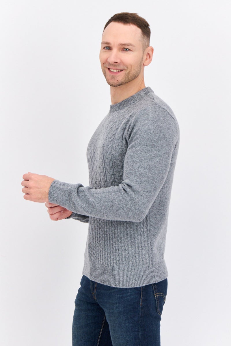 Thomas Sterling Men Crew Neck Knitted Sweater, Grey - Image 2