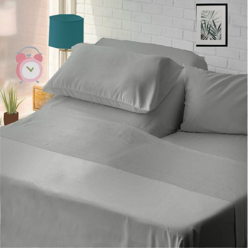 كوتينجون صفائح Flex Top King لأرقام النوم بنسبة 100 ٪ من القطن المصري- 400 TC Split (4 PCS) Head 34 "" Top Split Sheets لتناسب حتى 16 "" مرتبة عميقة (رمادي فاتح) - Image 1
