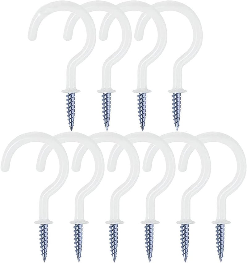 Luckam Ceiling Hooks, 10 Pcs 2.9 Inch Vinyl Coated Planter Hanging Hooks Ceiling Cup Hooks for Hanging Plants, Mugs, Wind Chimes, Utensils, Indoor and Outdoor Use - Image 1