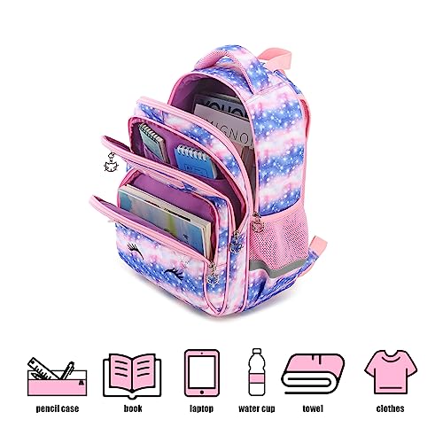 Cusangel Backpack for Girls Boys School Bookbags Kindergarten Elementary Lightweight Waterproof Multifunctional Large Capacity for Backpack (16 inch Sky Unicorn Fun Prints) - Image 3