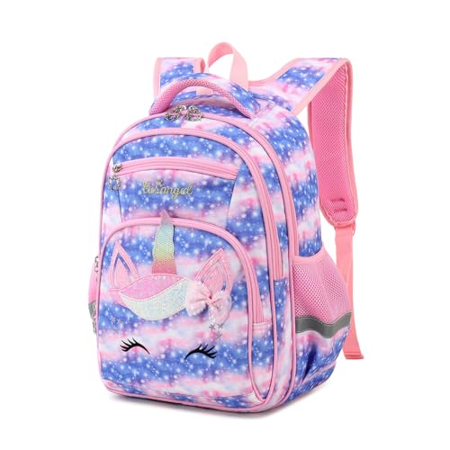 Cusangel Backpack for Girls Boys School Bookbags Kindergarten Elementary Lightweight Waterproof Multifunctional Large Capacity for Backpack (16 inch Sky Unicorn Fun Prints) - Image 1