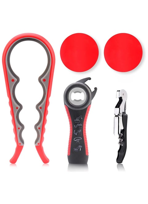 5 Pack Jar Opener For Seniors With Arthritis,Weak Hands,Easy Twist Jar Opener Tool with Rubber Jar Opener Gripper Pad And Lid Beer Bottle Cap Opener