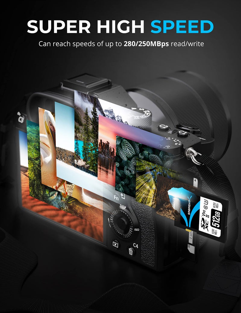 SABRENT بطاقة ذاكرة SABRENT Rocket v90 سعة 512GB SD UHS-II R280MB/s W250MB/s (SD-TL90-512GB) - Image 5