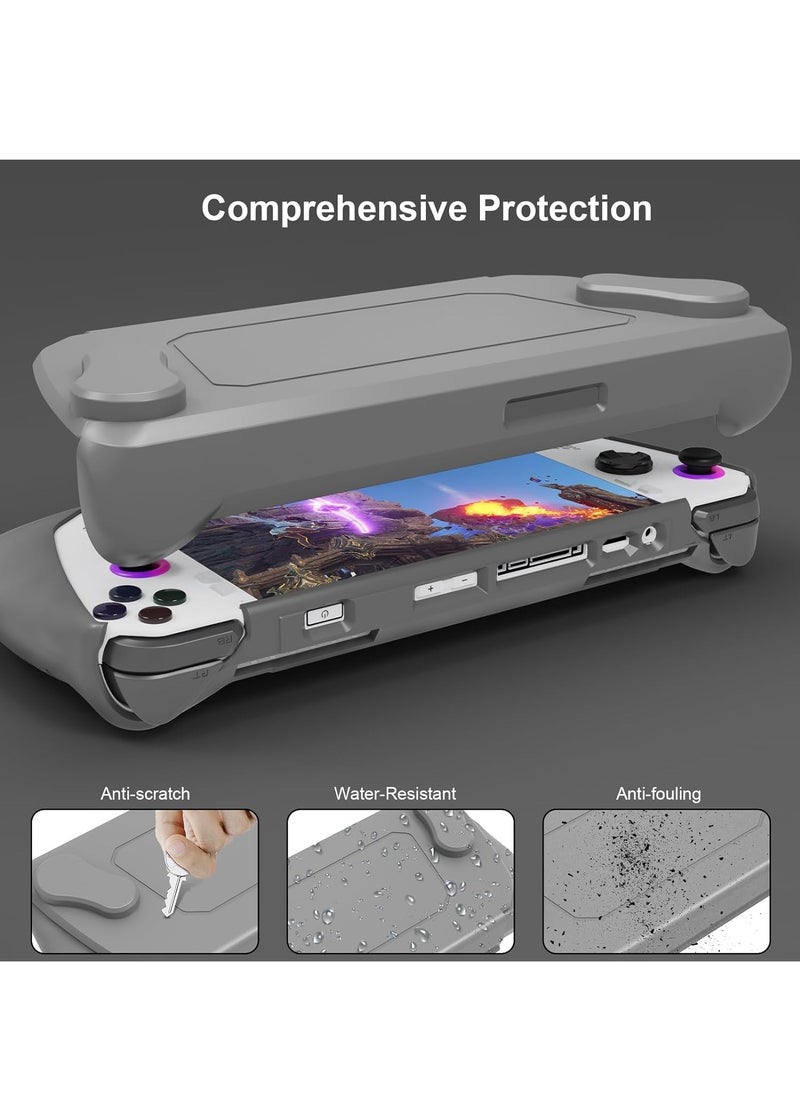 Full Protective Case for ASUS Rog Ally 7" 2023 Case with Detachable Front Shell Cover Kickstand Protector Case Non Slip and Anti Scratch Frosted Handheld Design Grey
