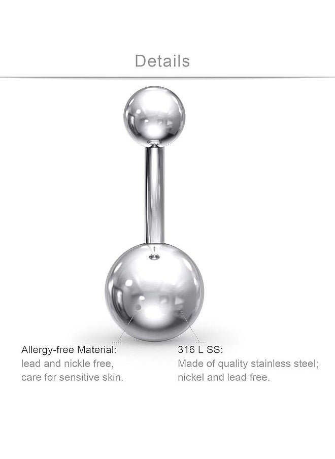 ZVEV - Belly Button Ring Piercing Kit,Belly Button Piercing Kit Stainless Steel 14G Belly Button Rings Piercing Needles Disposable Piercing Clamps Set Navel Belly - Image 1