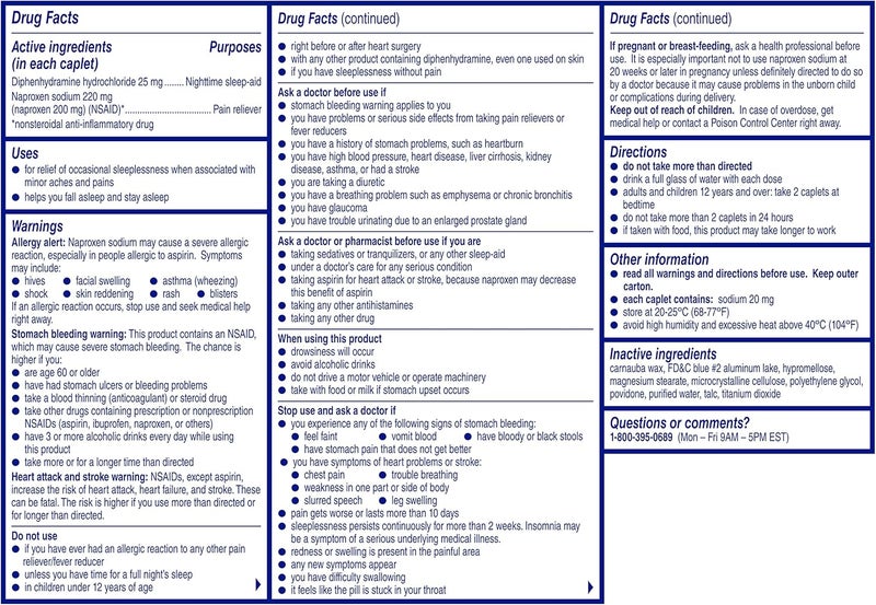 Aleve أليفي بي إم نابروكسين صوديوم أقراص 120 عدداً لآلام الظهر والعضلات مع نابروكسين 250 عدداً مساعد للنوم ومسكن للألم - Image 2