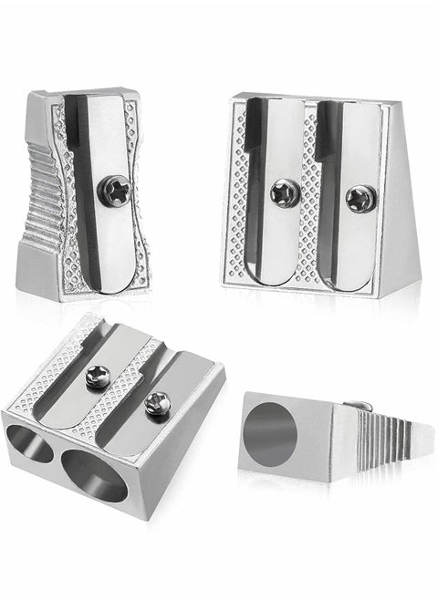 2Pcs Handheld Manual Metal Pencil Sharpener, Single hole and Double hole Perfect for Use in Schools, Offices, Homes, Art Projects