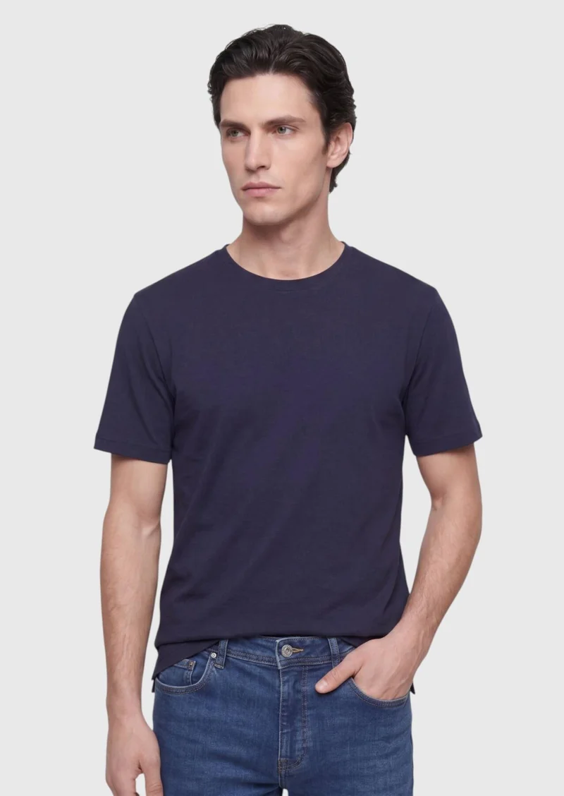RAMSEY Navy Blue Plain T-Shirt