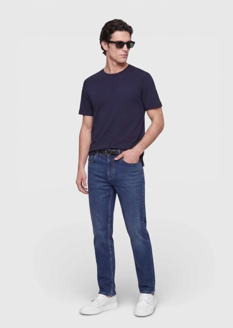 RAMSEY Navy Blue Plain T-Shirt