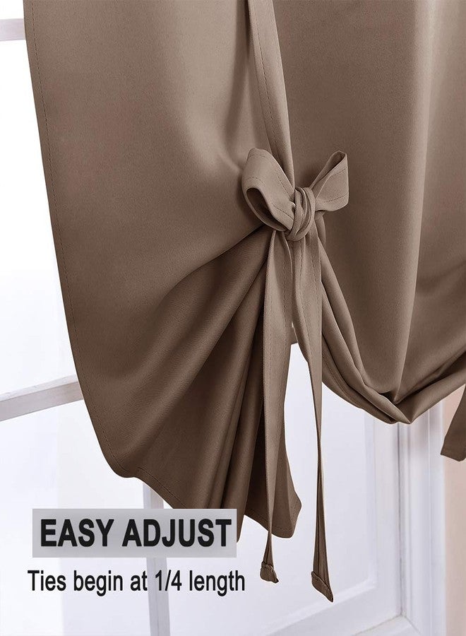 PONY DANCE Blackout Roman Shades Curtains - Bathroom Window Treatments Tie Up Curtain Valance for Small Window, 1 Piece, W 46 x L 63 in, Mocha - Image 4