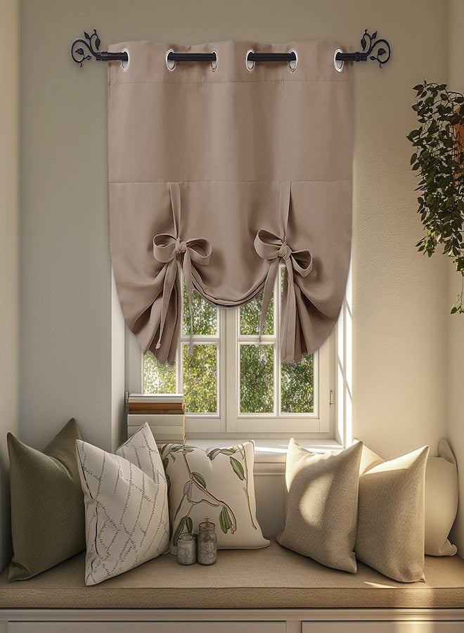 PONY DANCE Blackout Roman Shades Curtains - Bathroom Window Treatments Tie Up Curtain Valance for Small Window, 1 Piece, W 46 x L 63 in, Mocha - Image 1