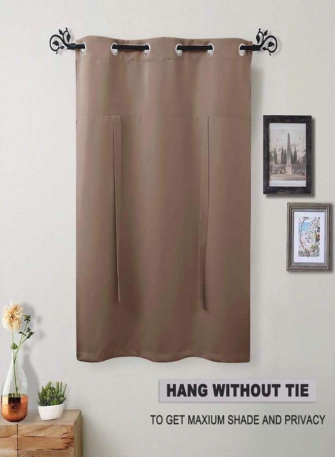 PONY DANCE Blackout Roman Shades Curtains - Bathroom Window Treatments Tie Up Curtain Valance for Small Window, 1 Piece, W 46 x L 63 in, Mocha - Image 2