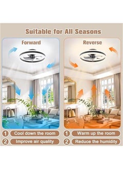 Arabest Bladeless LED Fan Light 15.7in Flush Mount Black Modern Ceiling Fan for Bedroom  - Image 5